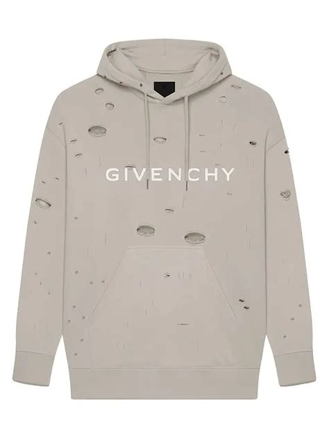 GIVENCHY overlapped hoodie in destroyed fleece .